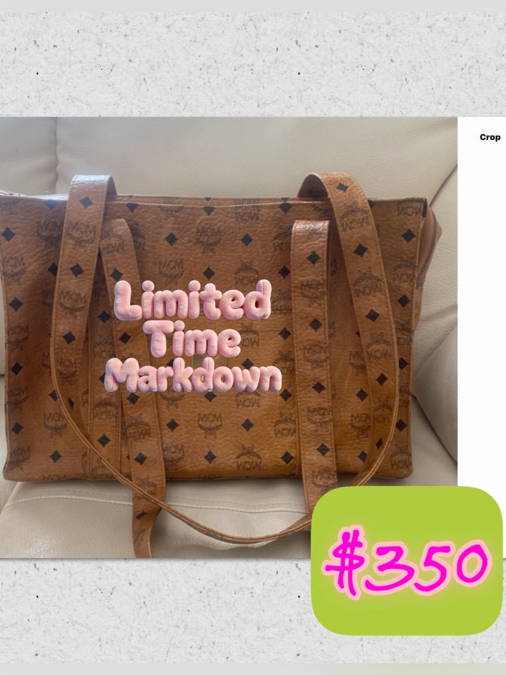 Large MCM Cognac Visetos Logo Tote with Gold Plaque12